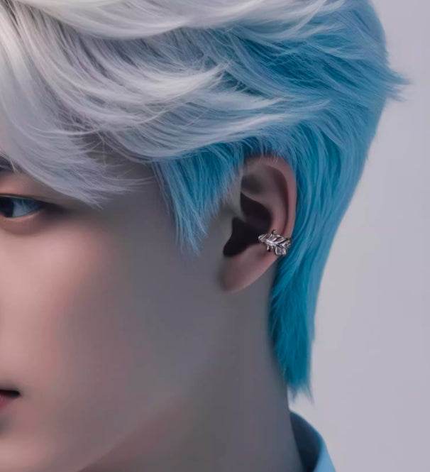 Pure silver ear clip temperament feather non-pierced ear bone clip for men and women couples silver jewelry - MOWTE