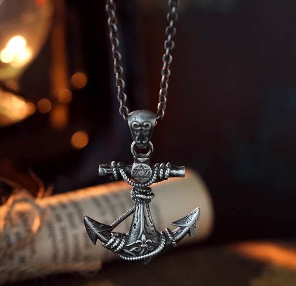 Men's anchor sterling silver high-end handsome pendant - MOWTE