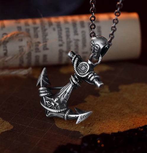 Men's anchor sterling silver high-end handsome pendant - MOWTE