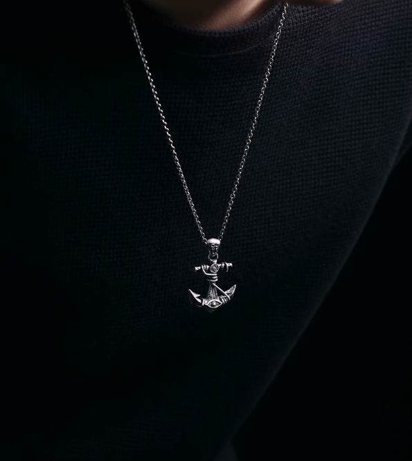 Men's anchor sterling silver high-end handsome pendant - MOWTE