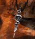 Snake staff necklace men's sterling silver pendant - MOWTE