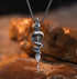 Snake staff necklace men's sterling silver pendant - MOWTE