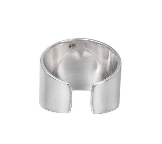 S925 sterling silver bead ring for men and women hip hop design geometric graphics couple same style opening ring - MOWTE