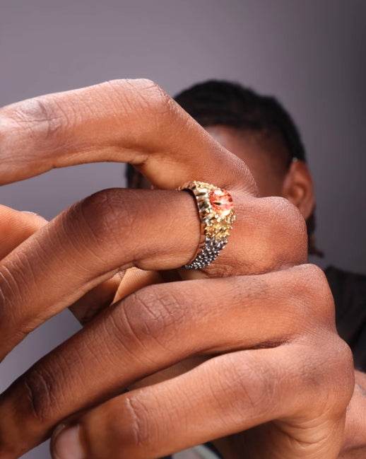 S925 sterling silver sky eye ring hip hop retro open adjustable index ring - MOWTE