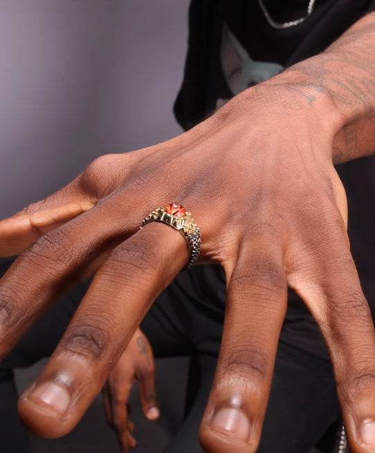 S925 sterling silver sky eye ring hip hop retro open adjustable index ring - MOWTE