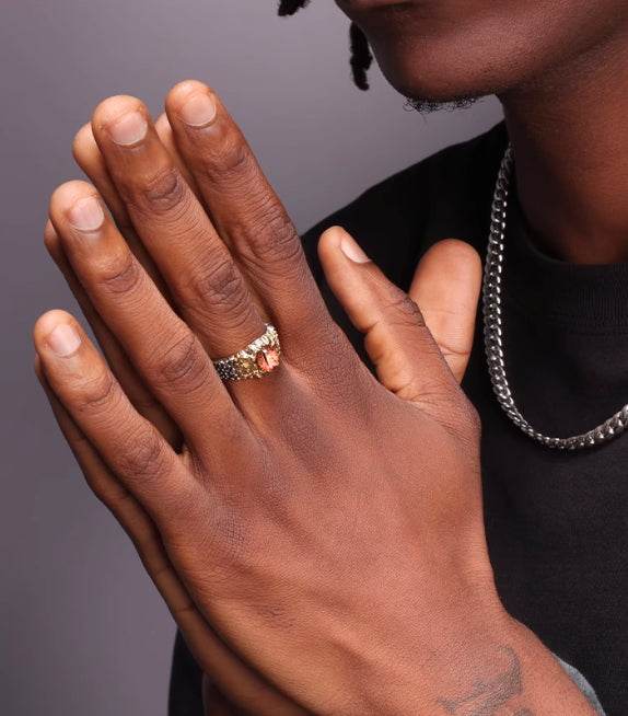 S925 sterling silver sky eye ring hip hop retro open adjustable index ring - MOWTE