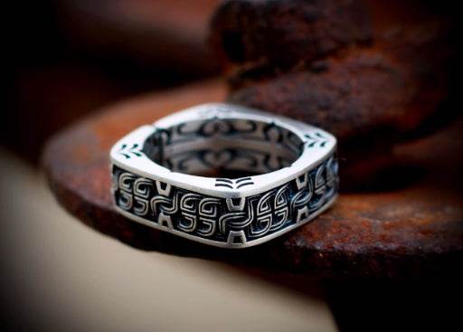 s925 sterling silver tail ring for men and women small square opening adjustable ring - MOWTE