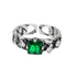 Trendy sterling silver Cuban chain greenstone ring men's hip-hop women's ring - MOWTE