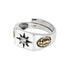 S925 sterling silver retro sunray star ring men's and women's hip-hop personality trendy open ring - MOWTE