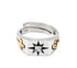 S925 sterling silver retro sunray star ring men's and women's hip-hop personality trendy open ring - MOWTE