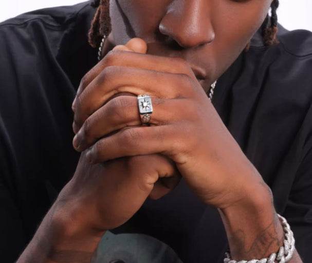 S925 sterling silver retro sunray star ring men's and women's hip-hop personality trendy open ring - MOWTE