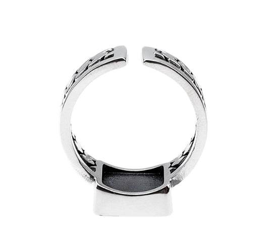 Enamel ring S925 sterling silver black agate ring men's hip-hop women's simple trend adjustable - MOWTE