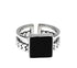 Enamel ring S925 sterling silver black agate ring men's hip-hop women's simple trend adjustable - MOWTE