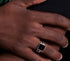 Enamel ring S925 sterling silver black agate ring men's hip-hop women's simple trend adjustable - MOWTE
