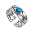 925 sterling silver pattern ring for men hip-hop retro trend personality inlaid turquoise for women open ring - MOWTE
