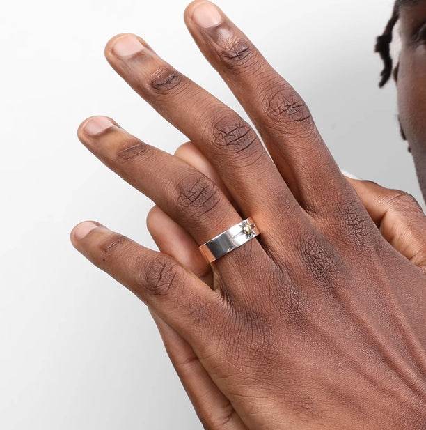 S925 sterling silver retro pattern sun ring for men and women hip-hop simple trendy brand adjustable opening silver jewelry - MOWTE