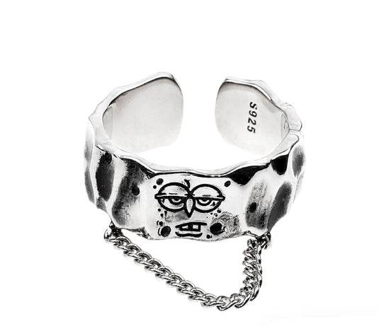S925 sterling silver high-end ring for men and women hip-hop retro opening adjustable - MOWTE