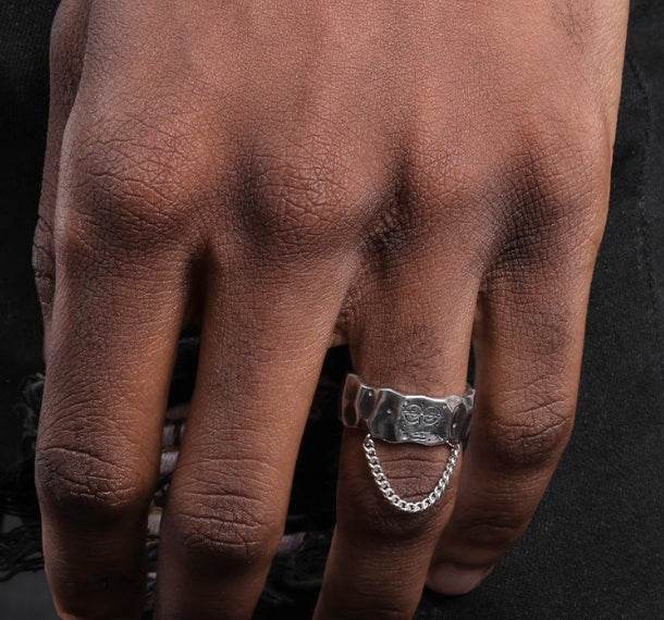 S925 sterling silver high-end ring for men and women hip-hop retro opening adjustable - MOWTE