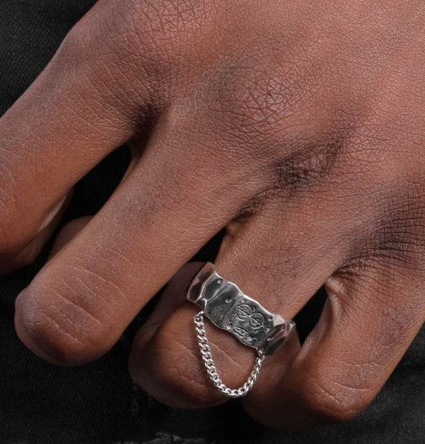 S925 sterling silver high-end ring for men and women hip-hop retro opening adjustable - MOWTE