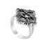 S925 sterling silver four-leaf clover ring men's hip-hop design pattern ring women's opening adjustable - MOWTE