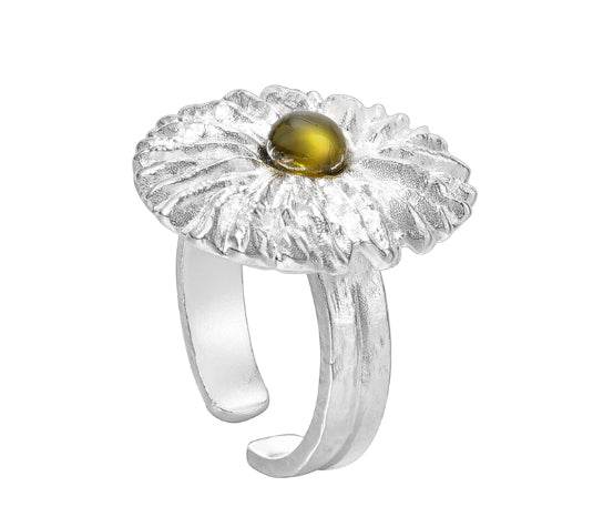 S925 sterling silver large daisy ring men's hip-hop trendy personality flower inlaid design open ring high-end - MOWTE