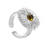 S925 sterling silver large daisy ring men's hip-hop trendy personality flower inlaid design open ring high-end - MOWTE