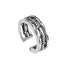 S925 sterling silver hollow twist ring men's hip hop retro open adjustable index finger ring - MOWTE