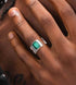 S925 sterling silver emerald ring for men and women, hip-hop trendy hollow five-pointed star index finger ring with adjustable opening - MOWTE