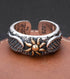 925 sterling silver sunflower wing ring men's retro personalized open ring graffiti ring - MOWTE