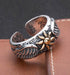 925 sterling silver sunflower wing ring men's retro personalized open ring graffiti ring - MOWTE
