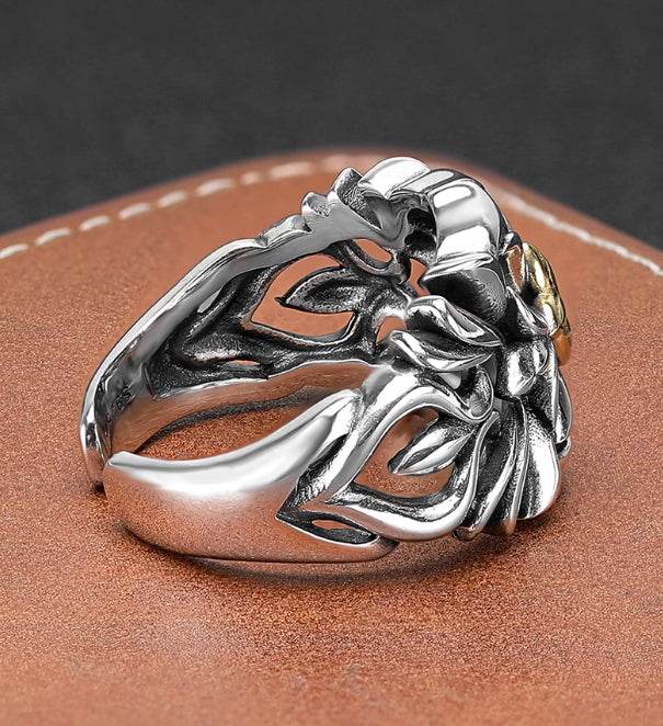Domineering personality S925 sterling silver vine ring men's and women's street hip-hop cross open ring trend - MOWTE