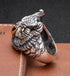 Retro Owl Ring Trendy Men Hip-Hop Personalized Open Ring 925 Sterling Silver Hand-Engraved Index Finger Ring - MOWTE