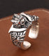 S925 sterling silver domineering faucet ring men's retro flame pattern index finger ring opening adjustable - MOWTE