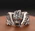 S925 sterling silver domineering faucet ring men's retro flame pattern index finger ring opening adjustable - MOWTE