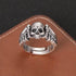 S925 sterling silver skull wing ring men's trendy cool personality gothic hip-hop street punk style open ring - MOWTE