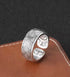 S925 sterling silver wave pattern ring men's trendy punk hip-hop wave index finger ring personalized open ring - MOWTE