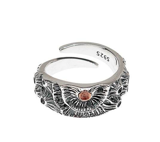 S925 Meteor Crater Ring Sterling Silver Trendy Hip-Hop Fashion Ring Men's Adjustable Opening - MOWTE