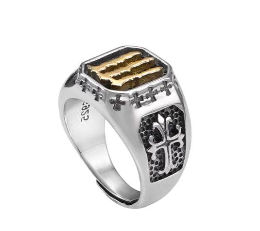 s925 cuban link ring sterling silver ring for men and women hip-hop trendy retro personality high quality - MOWTE