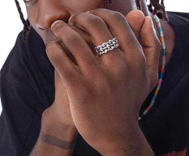 Hand-woven 925 sterling silver ring for men hip hop retro hollow design open adjustable index finger ring for women - MOWTE