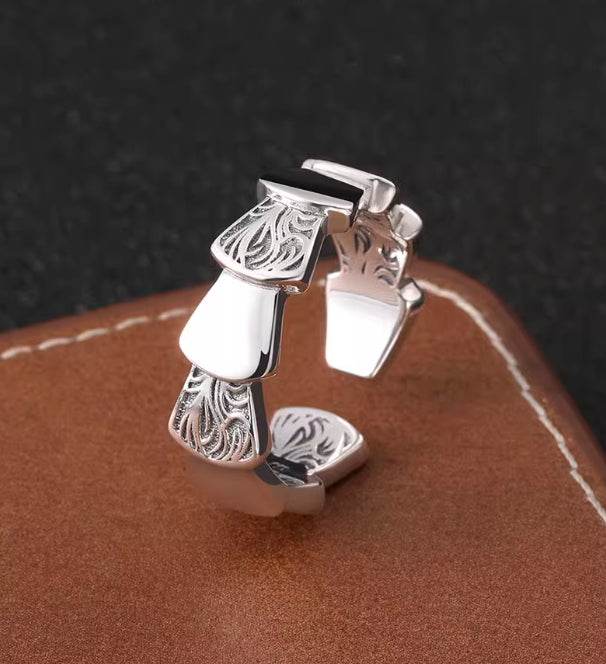 Hip-hop dragon scale ring for men, full body 925 sterling silver personalized scale Tang open ring for women - MOWTE