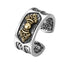 Vajra vine grass pattern open ring for men 925 sterling silver retro personalized embossed antique style wide ring - MOWTE