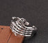 Dark style skull holding rose ring men's S925 sterling silver personality punk trendy open ring - MOWTE
