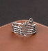Dark style skull holding rose ring men's S925 sterling silver personality punk trendy open ring - MOWTE