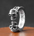 S925 sterling silver double skull ring for women hip hop personalized open ring cross index finger ring for men - MOWTE