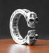 S925 sterling silver double skull ring for women hip hop personalized open ring cross index finger ring for men - MOWTE