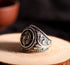s925 sterling silver retro silver men's fashionable and domineering sun ancient rattan totem pattern index finger ring - MOWTE