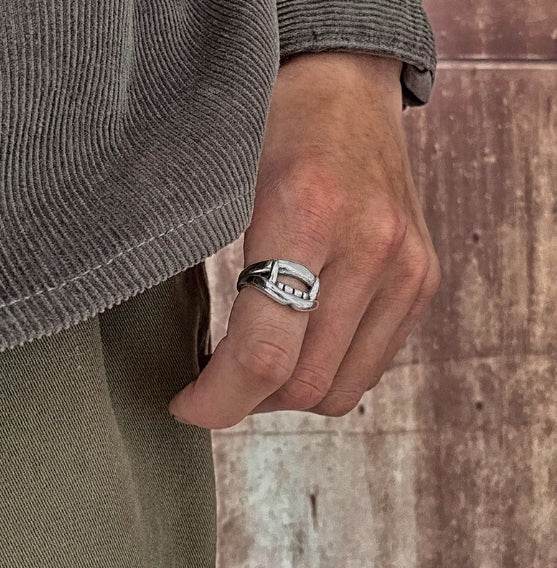 S925 silver personalized ring creative trendy design men's ring simple index finger sterling silver ring - MOWTE