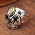 S925 silver domineering rock sterling silver skull ring retro men's trendy personality open ring index finger - MOWTE