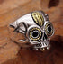S925 silver domineering rock sterling silver skull ring retro men's trendy personality open ring index finger - MOWTE