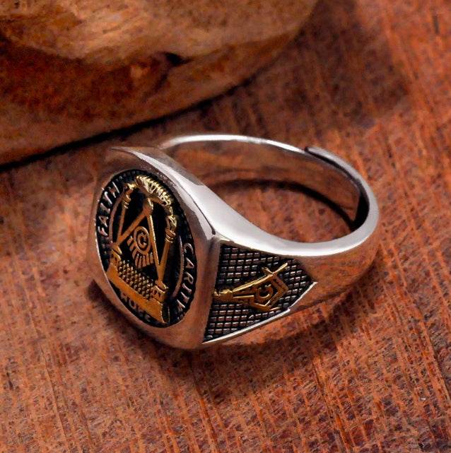 S925 sterling silver ring domineering retro living ring personalized trendy men's jewelry - MOWTE